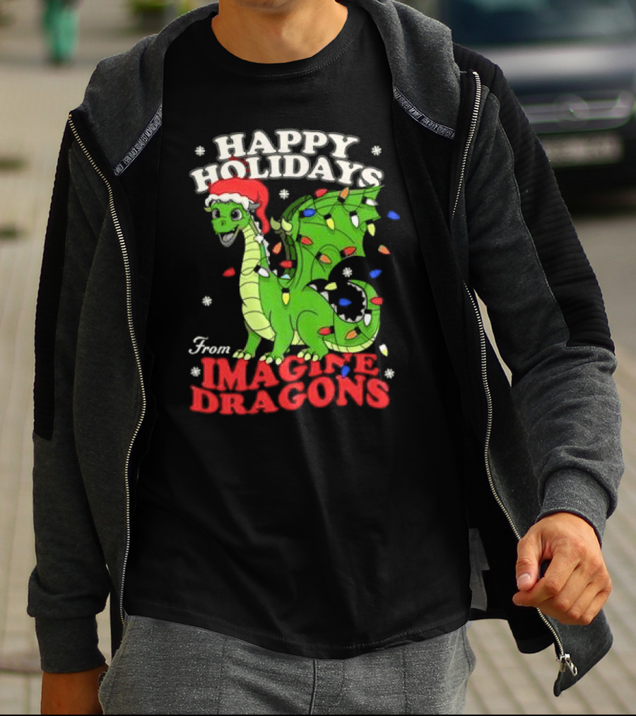 Happy Holidays From Imagine Dragons Cartoon Dragon T-Shirt