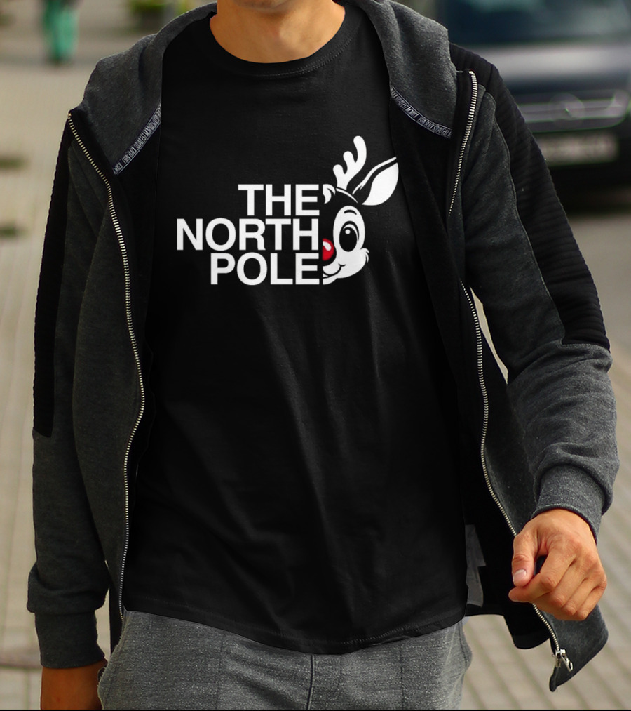 The North Pole Christmas Rudolph Reindeer Face T-Shirt