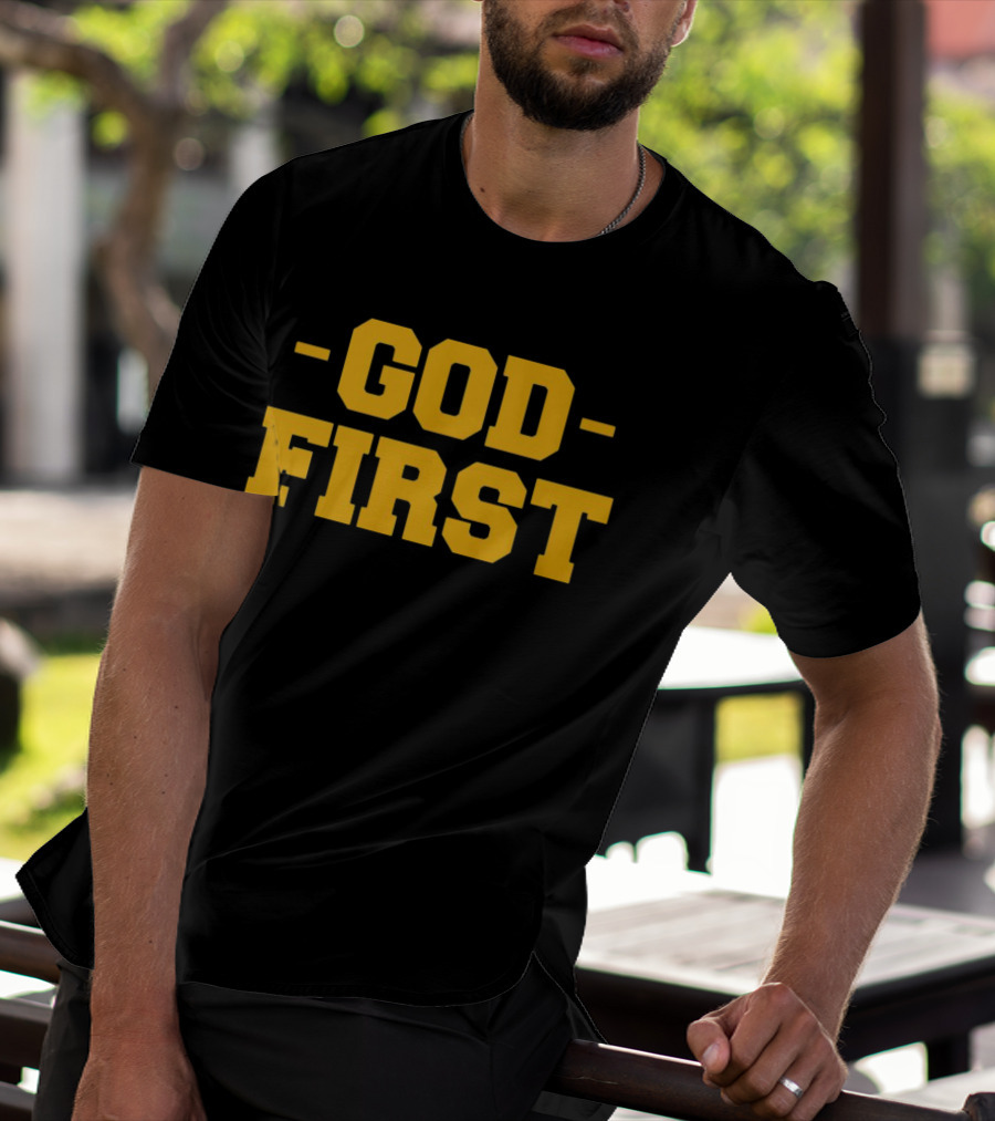 Tony Dungy God First Inspirational Christian Coach Message T-Shirt