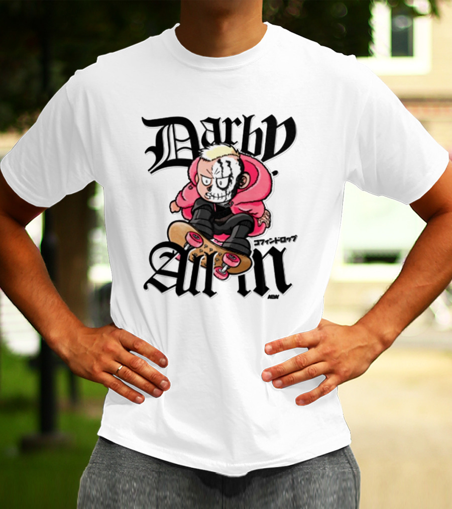 Darby Allin Skateboarding Cartoon Character With Face Paint T-Shirt