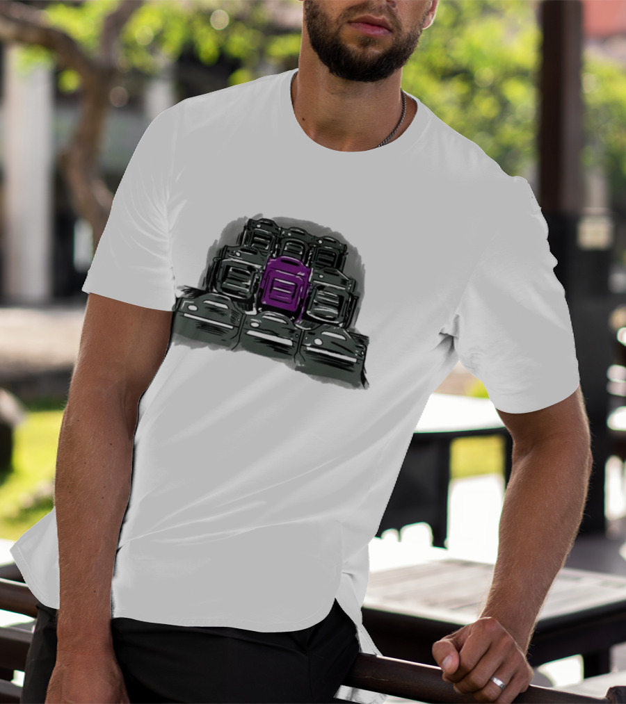 Grimace The Purple Seat Among Gray Car Seats T-Shirt