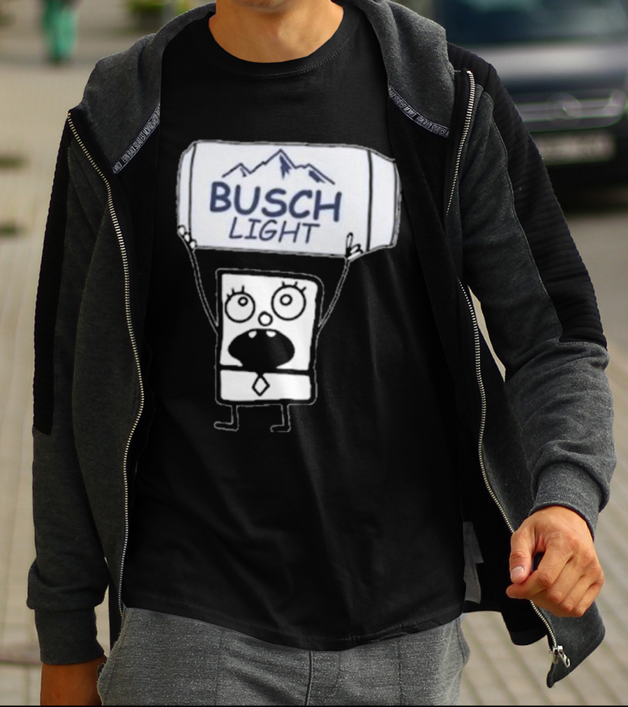 Doodlebob Holding Busch Light Can T-Shirt