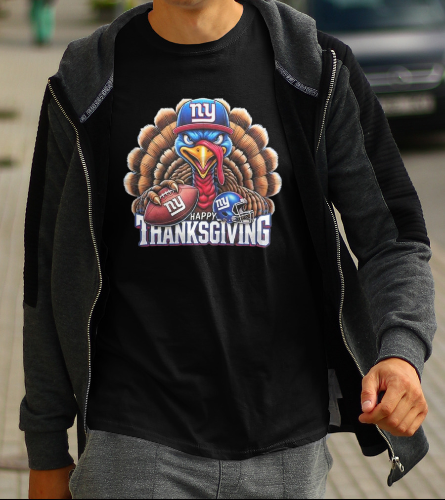 New York Giants Happy Thanksgiving Football Turkey T-Shirt