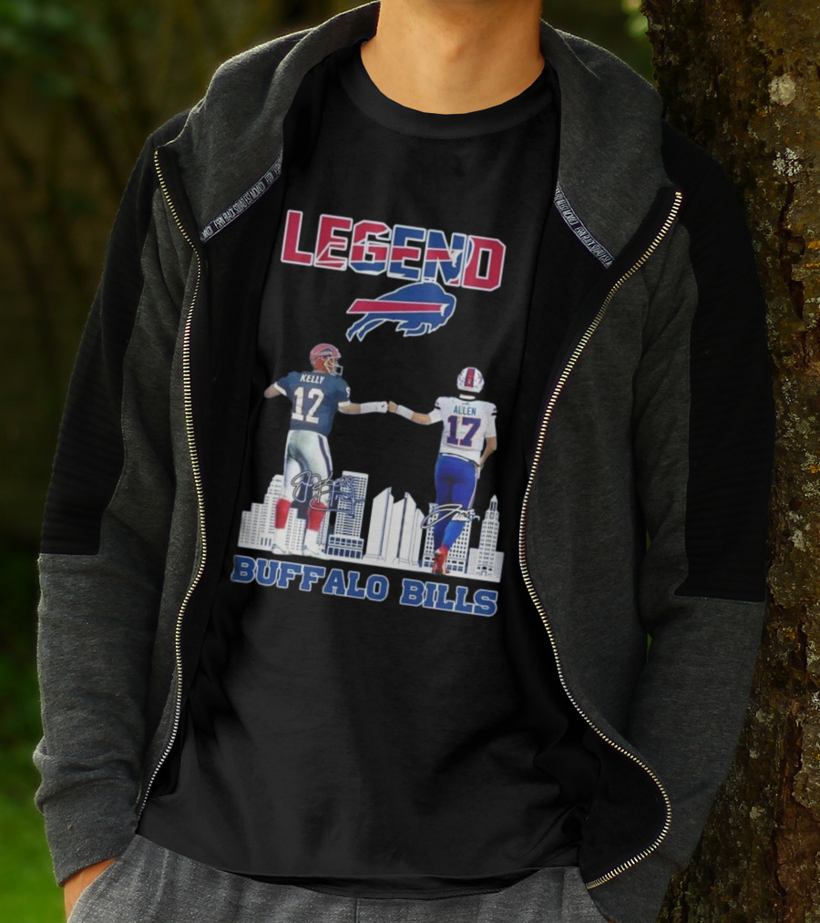 Legend Buffalo Bills Kelly 12 Allen 17 Signatures T-Shirt
