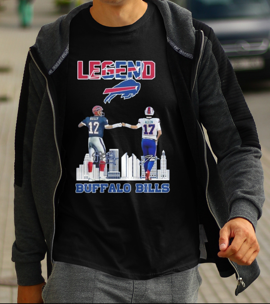 Legend Buffalo Bills Kelly 12 Allen 17 Signatures T-Shirt