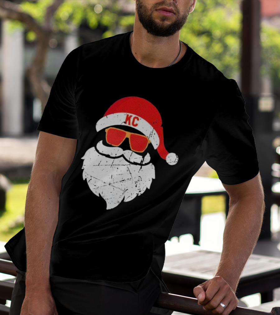 Kansas City Chiefs KC Santa Claus Christmas Holiday T-Shirt