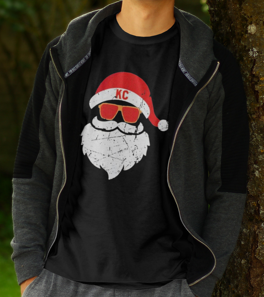 Kansas City Chiefs KC Santa Claus Christmas Holiday T-Shirt