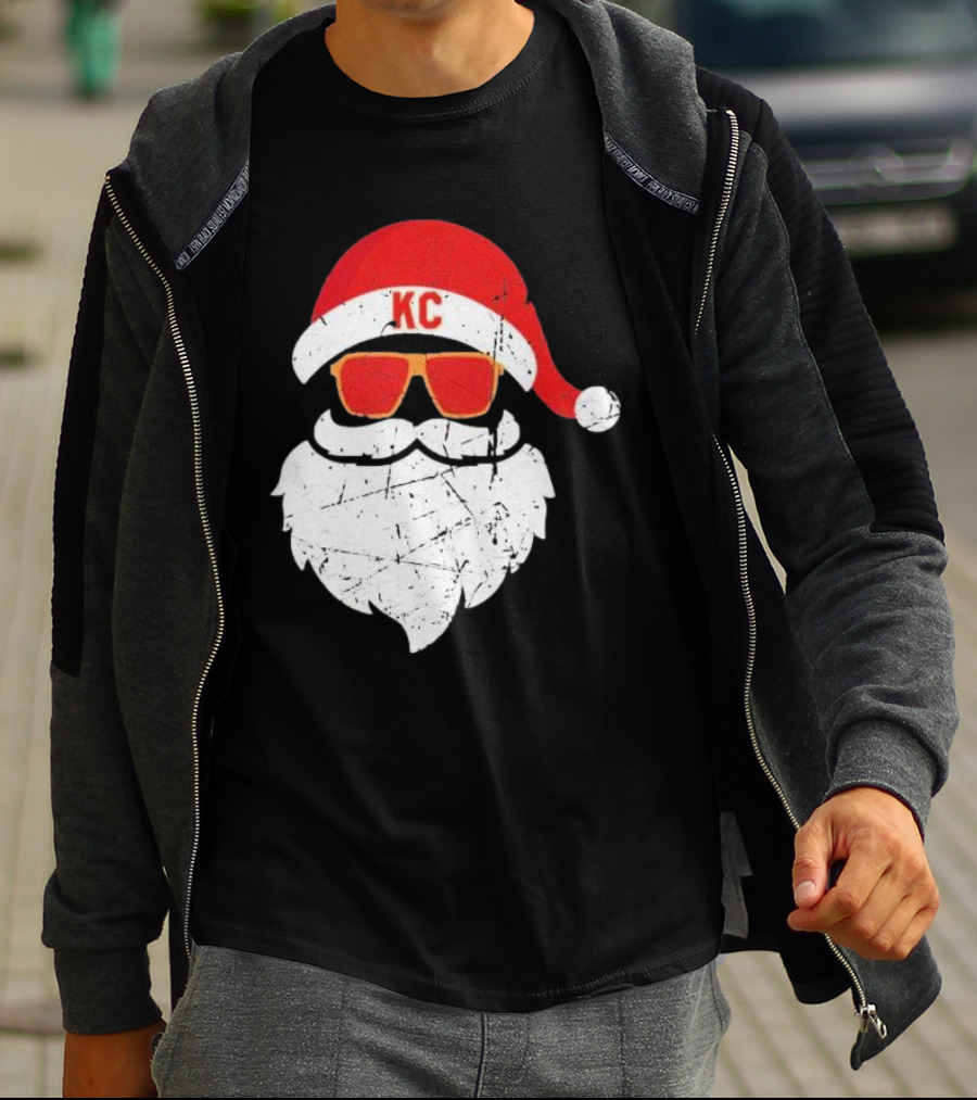 Kansas City Chiefs KC Santa Claus Christmas Holiday T-Shirt