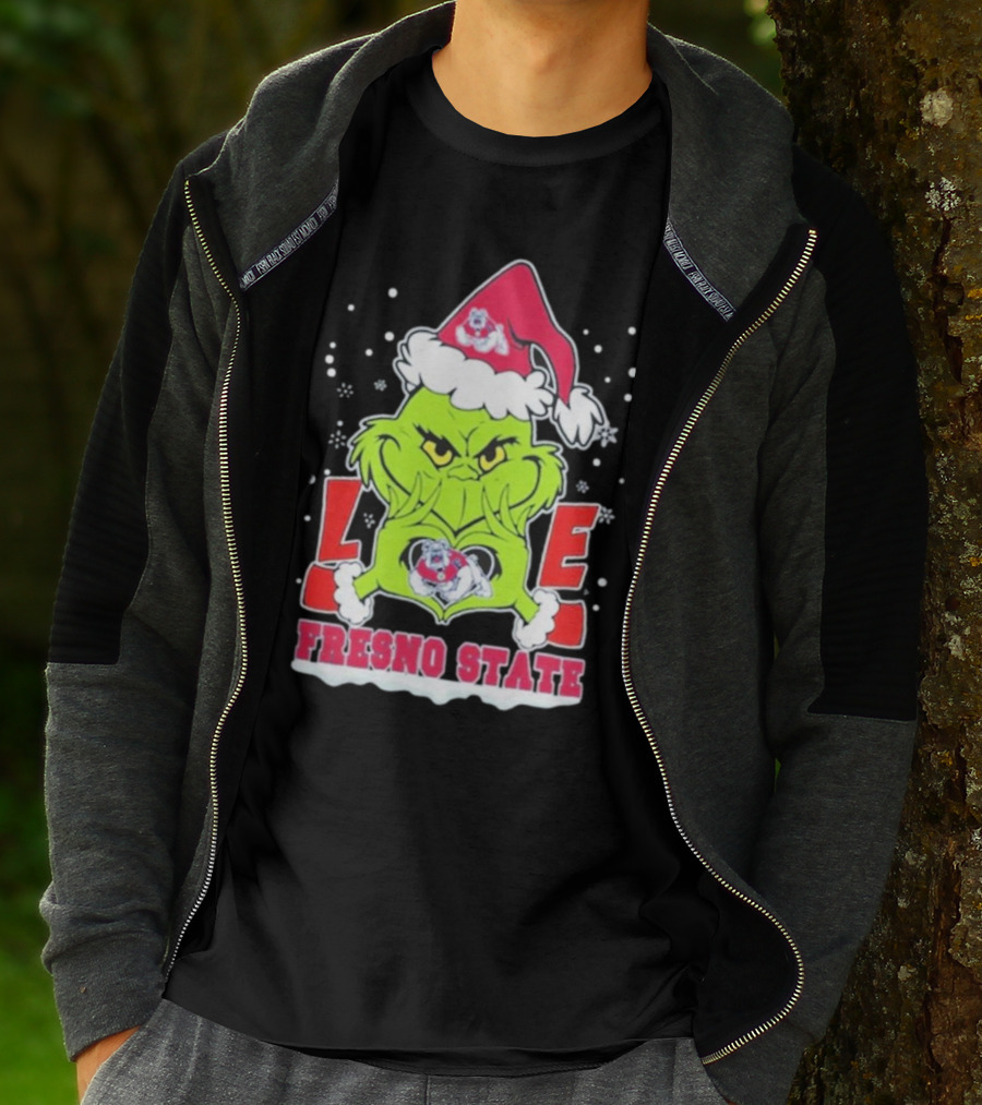 The Grinch Love Fresno State Bulldogs Christmas T-Shirt