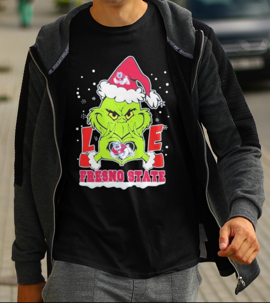 The Grinch Love Fresno State Bulldogs Christmas T-Shirt
