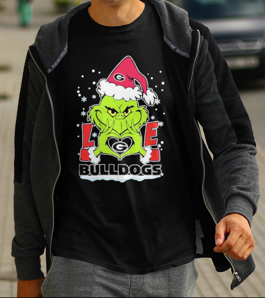 The Grinch Love Georgia Bulldogs Christmas Football T-Shirt