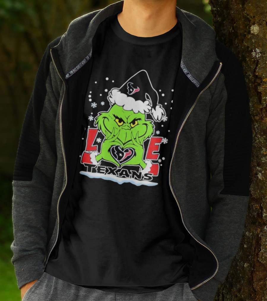 The Grinch Love Houston Texans Football Christmas T-Shirt
