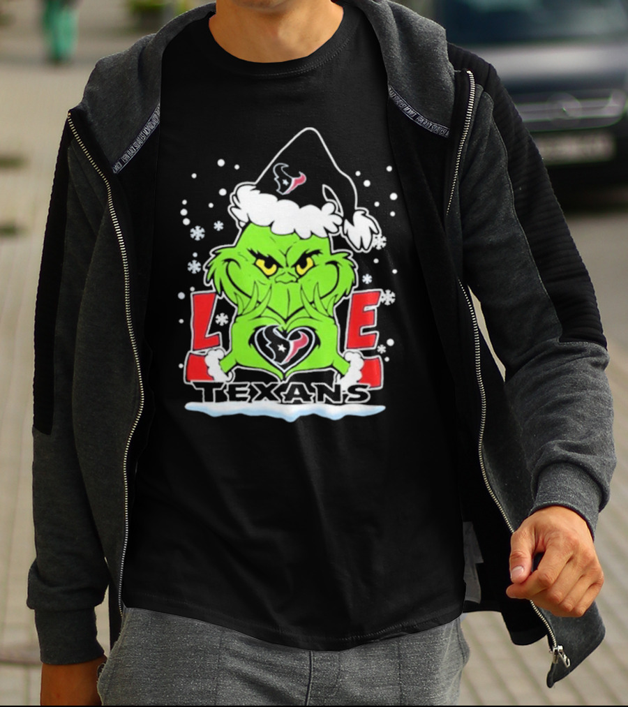 The Grinch Love Houston Texans Football Christmas T-Shirt