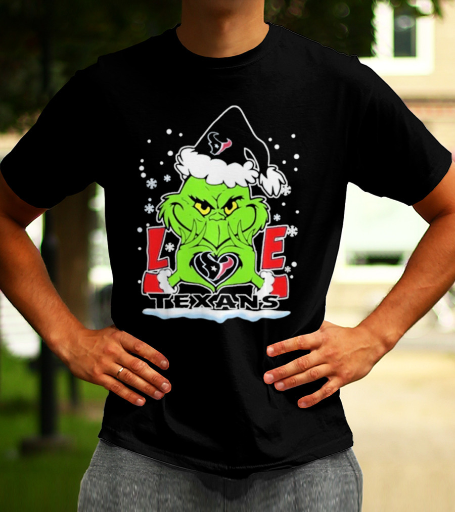 The Grinch Love Houston Texans Football Christmas T-Shirt