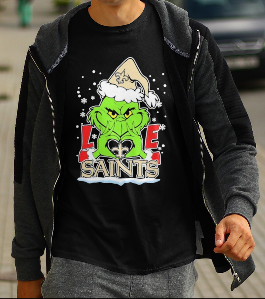 The Grinch Love New Orleans Saints Football Christmas T-Shirt
