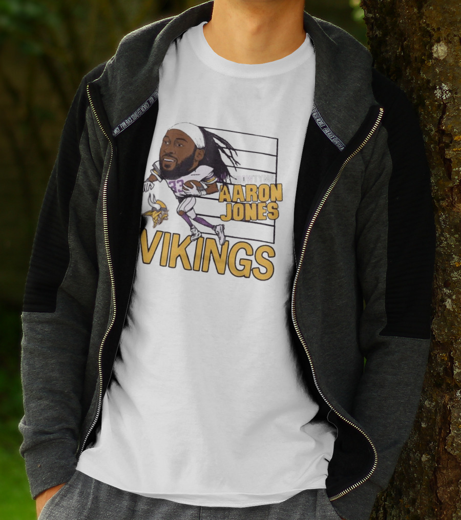Vikings Showtyme Aaron Jones Football Cartoon Running T-Shirt