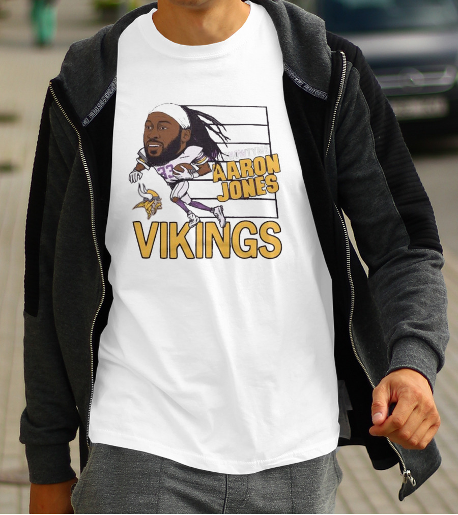 Vikings Showtyme Aaron Jones Football Cartoon Running T-Shirt