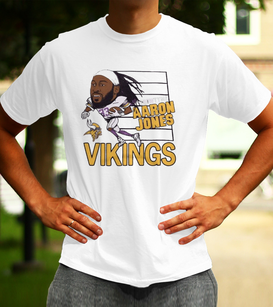 Vikings Showtyme Aaron Jones Football Cartoon Running T-Shirt