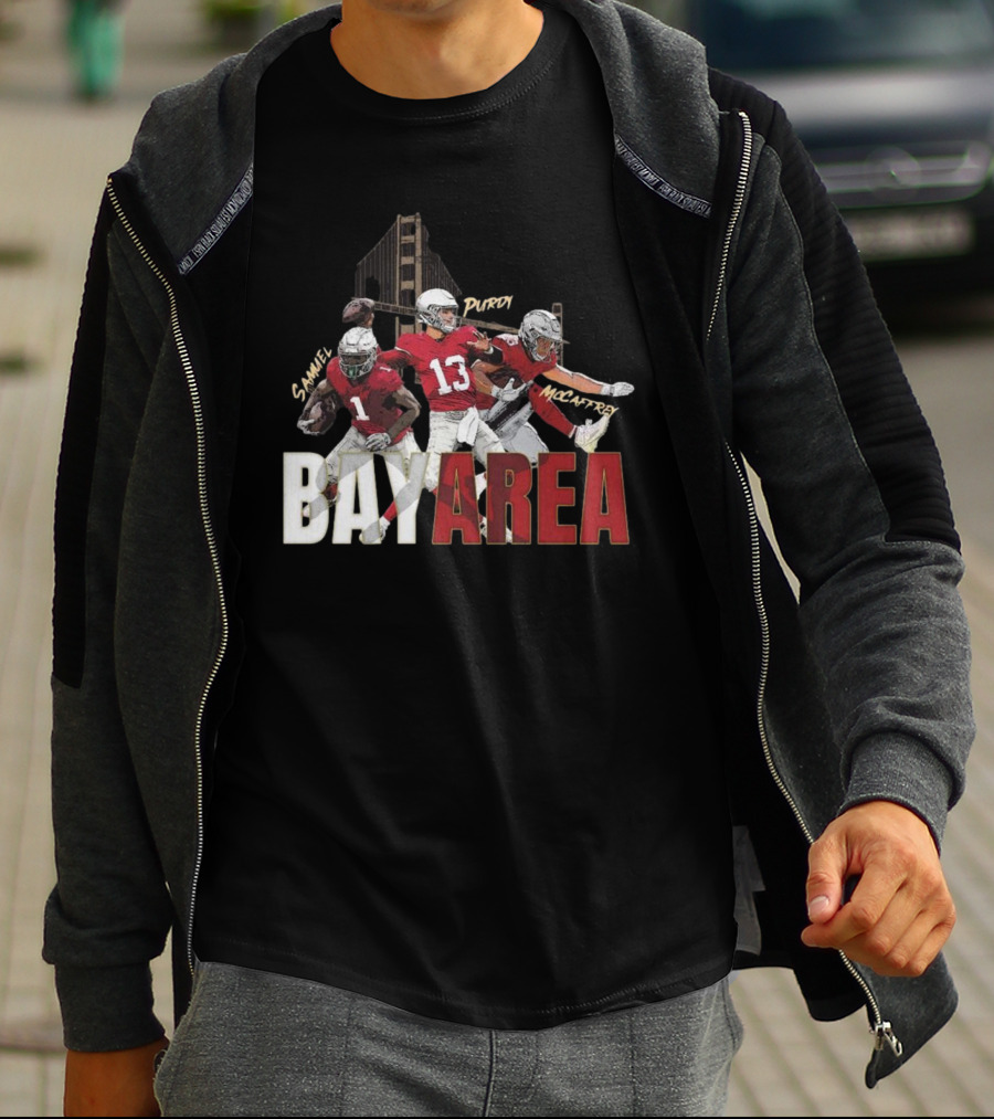 Sammel Purdy McCaffrey San Francisco 49ers Bay Area NFL Trio Football T-Shirt