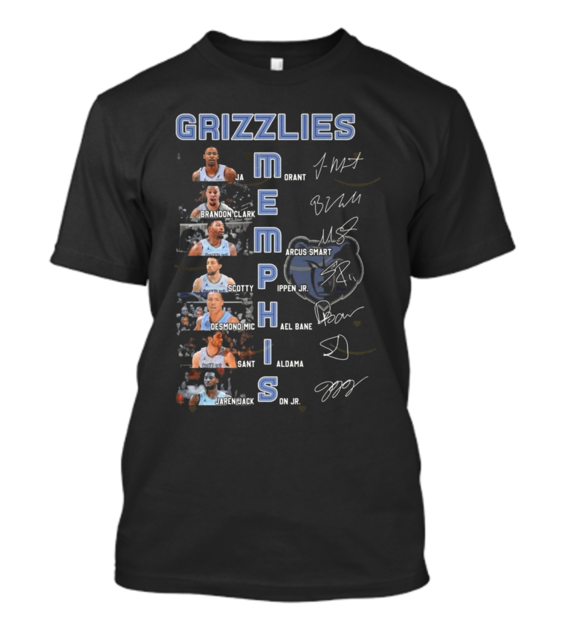 Memphis Grizzlies Ja Morant Brandon Clark Marcus Smart Scotty Pippen Jr Desmond Bane Jaren Jackson Jr Signatures T-Shirt