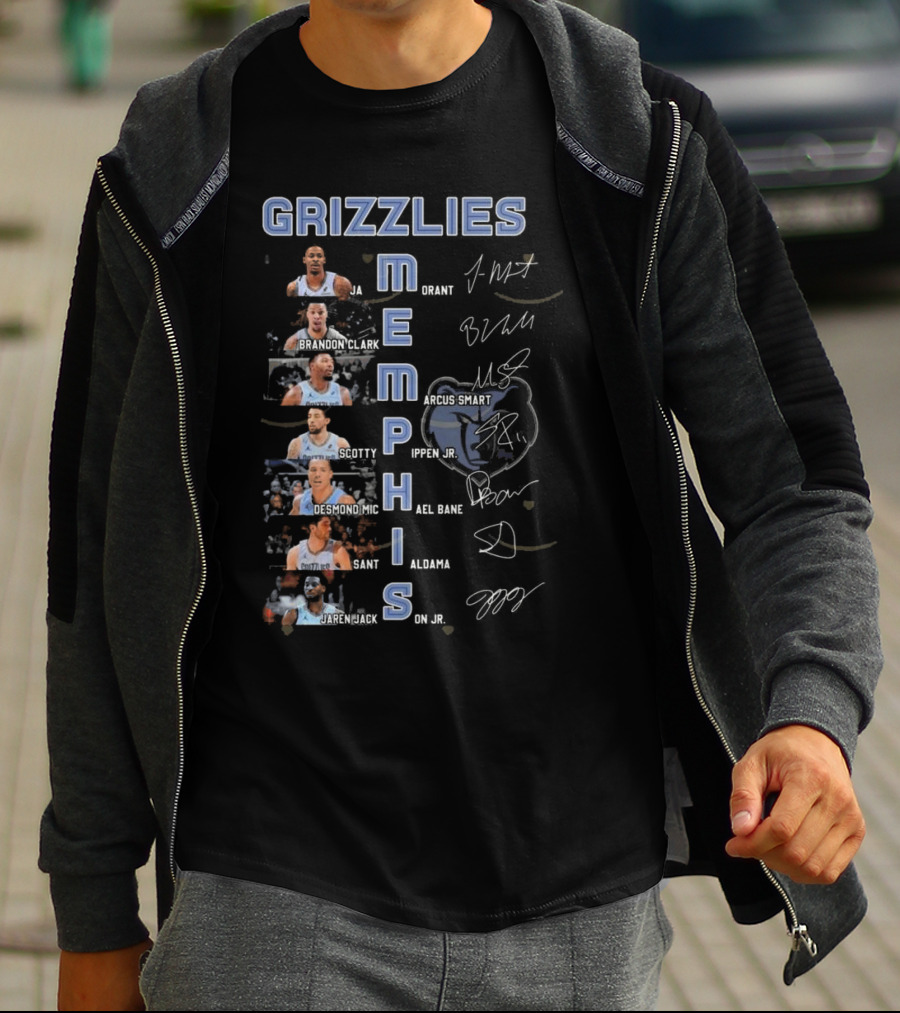 Memphis Grizzlies Ja Morant Brandon Clark Marcus Smart Scotty Pippen Jr Desmond Bane Jaren Jackson Jr Signatures T-Shirt