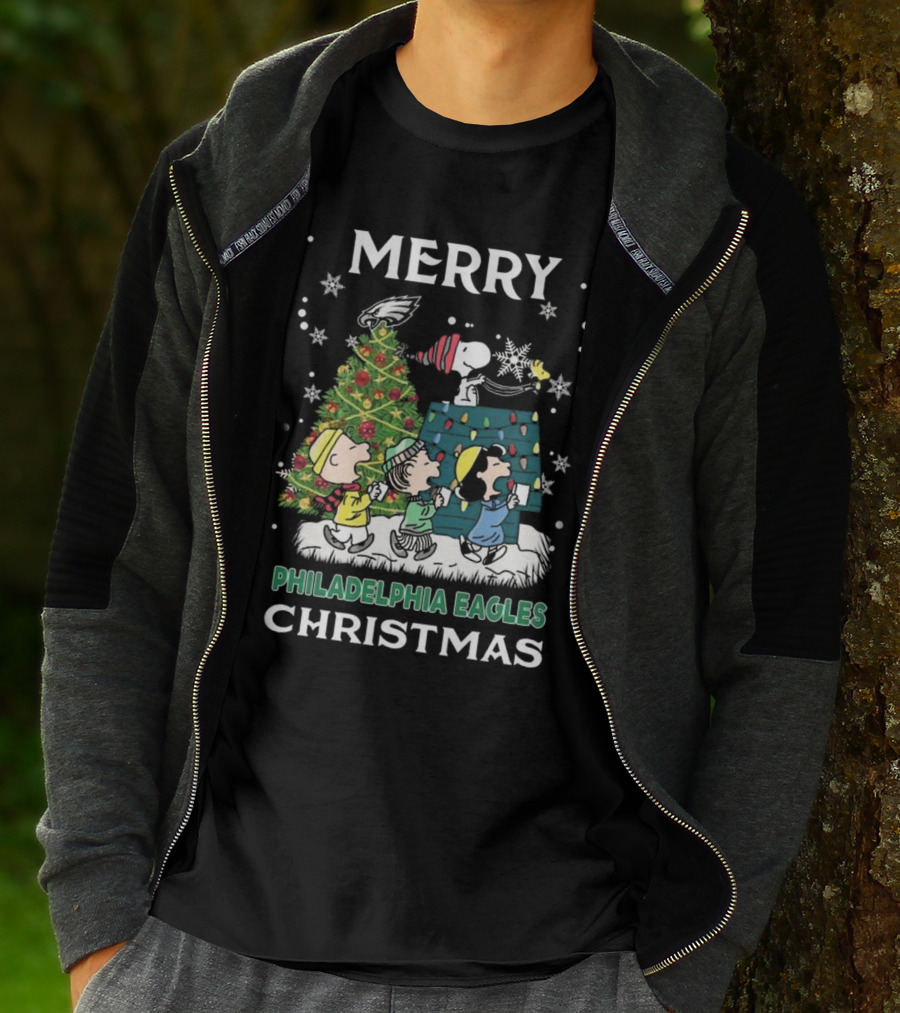 Merry Philadelphia Eagles Christmas Snoopy And Friends T-Shirt