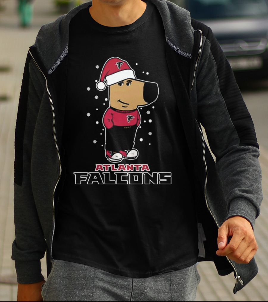 Atlanta Falcons Christmas Chill Guy In Santa Hat T-Shirt