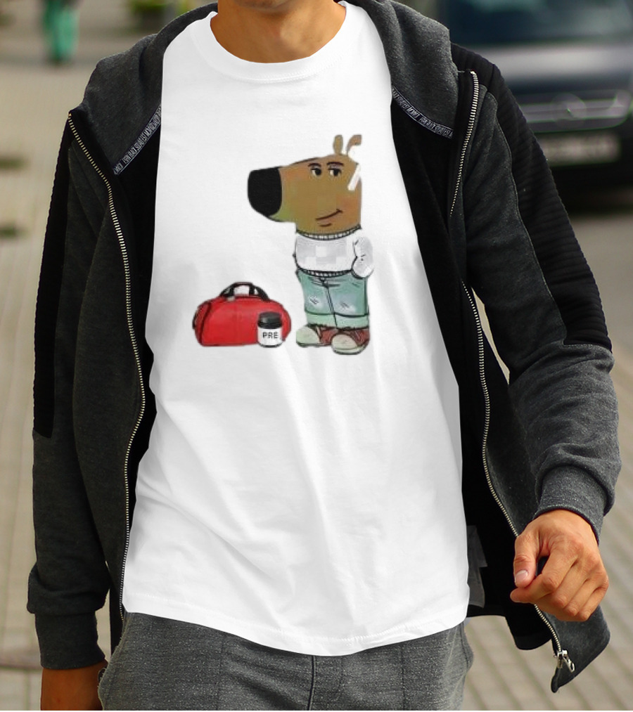 Chill Guy Dog With Gym Bag And Pre-workout Supplement T-Shirt