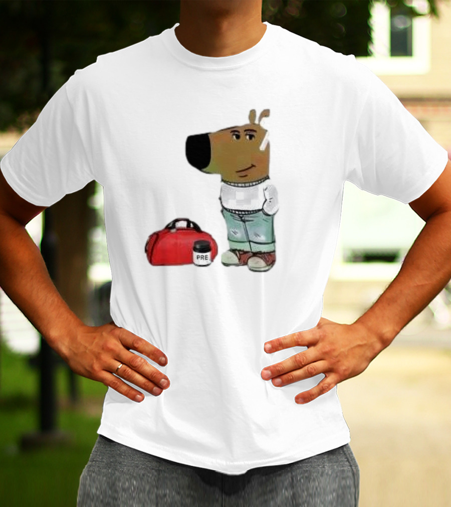 Chill Guy Dog With Gym Bag And Pre-workout Supplement T-Shirt