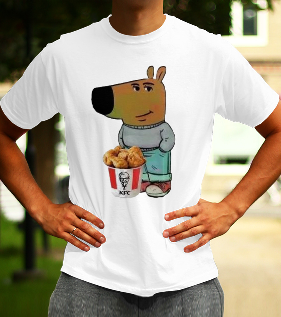 Chill Guy Dog Smiling With KFC Bucket T-Shirt