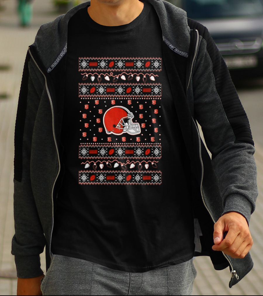 Cleveland Browns Holiday Lights Ugly Christmas T-Shirt