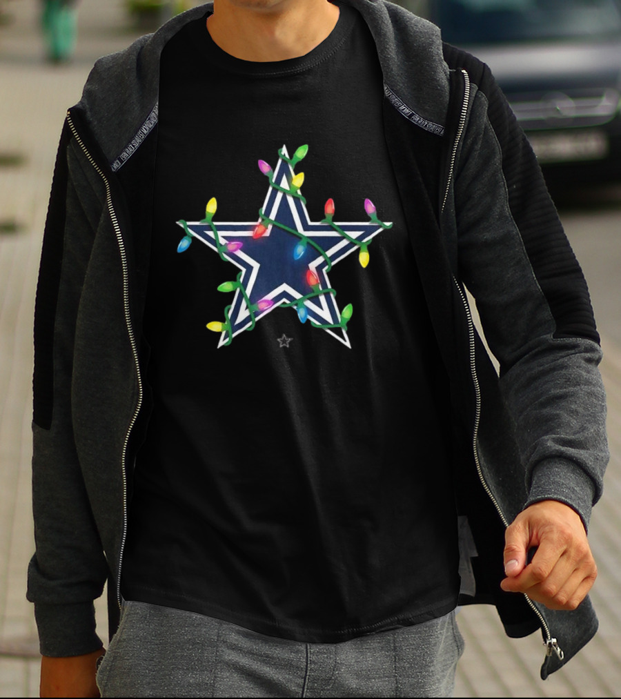 Dallas Cowboys Star With Holiday Lights T-Shirt