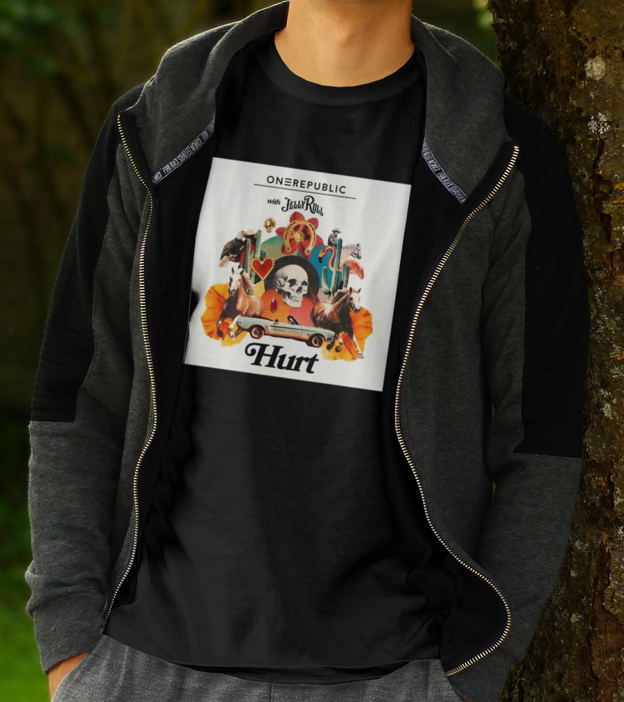 ONEREPUBLIC With JELLY ROLL Hurt Retro Collage Of Horses And Cactus T-Shirt