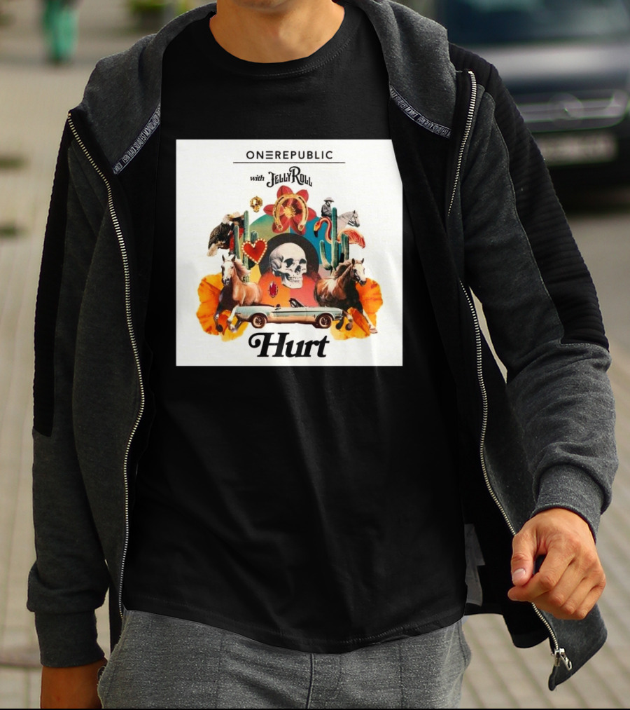 ONEREPUBLIC With JELLY ROLL Hurt Retro Collage Of Horses And Cactus T-Shirt