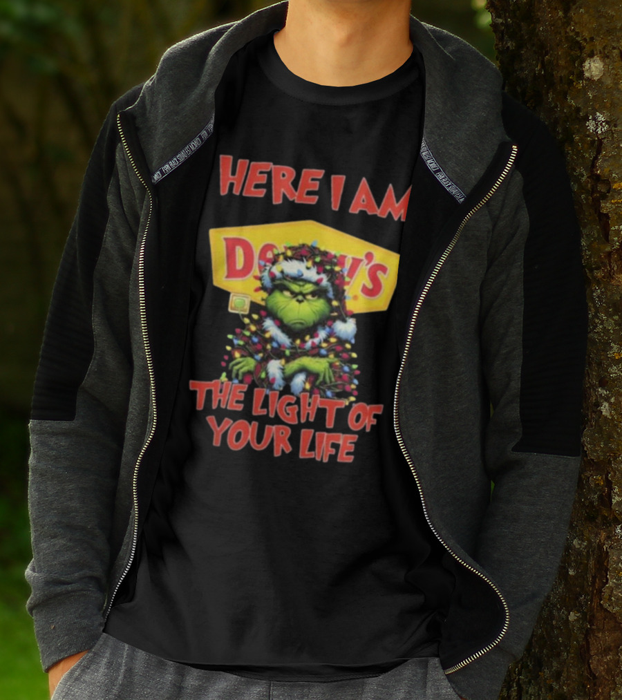 Here I Am Denny’s Grinch The Light Of Your Life Christmas T-Shirt