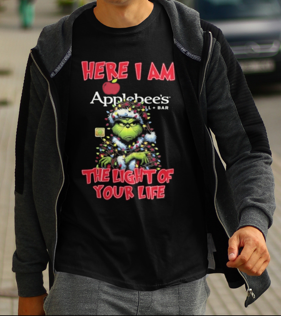 Here I Am Grinch Applebee’s The Light Of Your Life Christmas Light T-Shirt