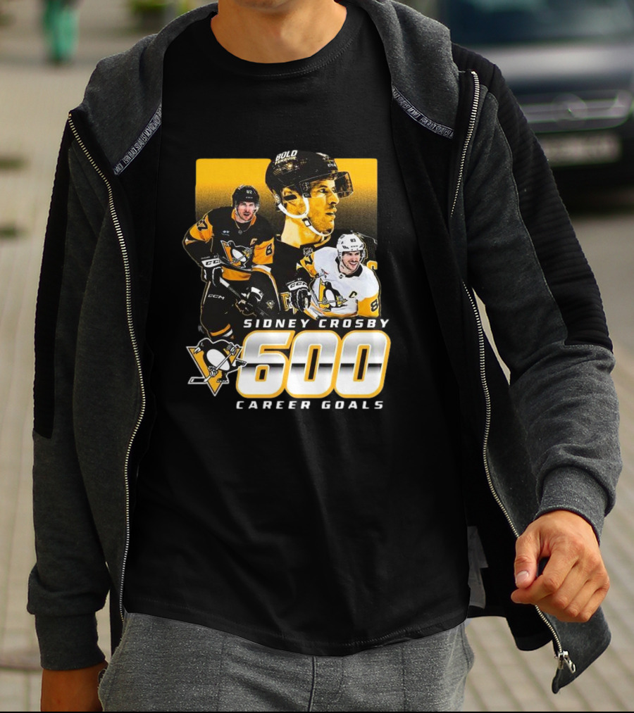 Sidney Crosby Pittsburgh Penguins 600 Career Goals NHL Achievement T-Shirt
