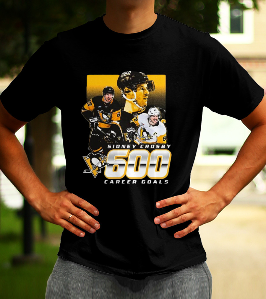 Sidney Crosby Pittsburgh Penguins 600 Career Goals NHL Achievement T-Shirt
