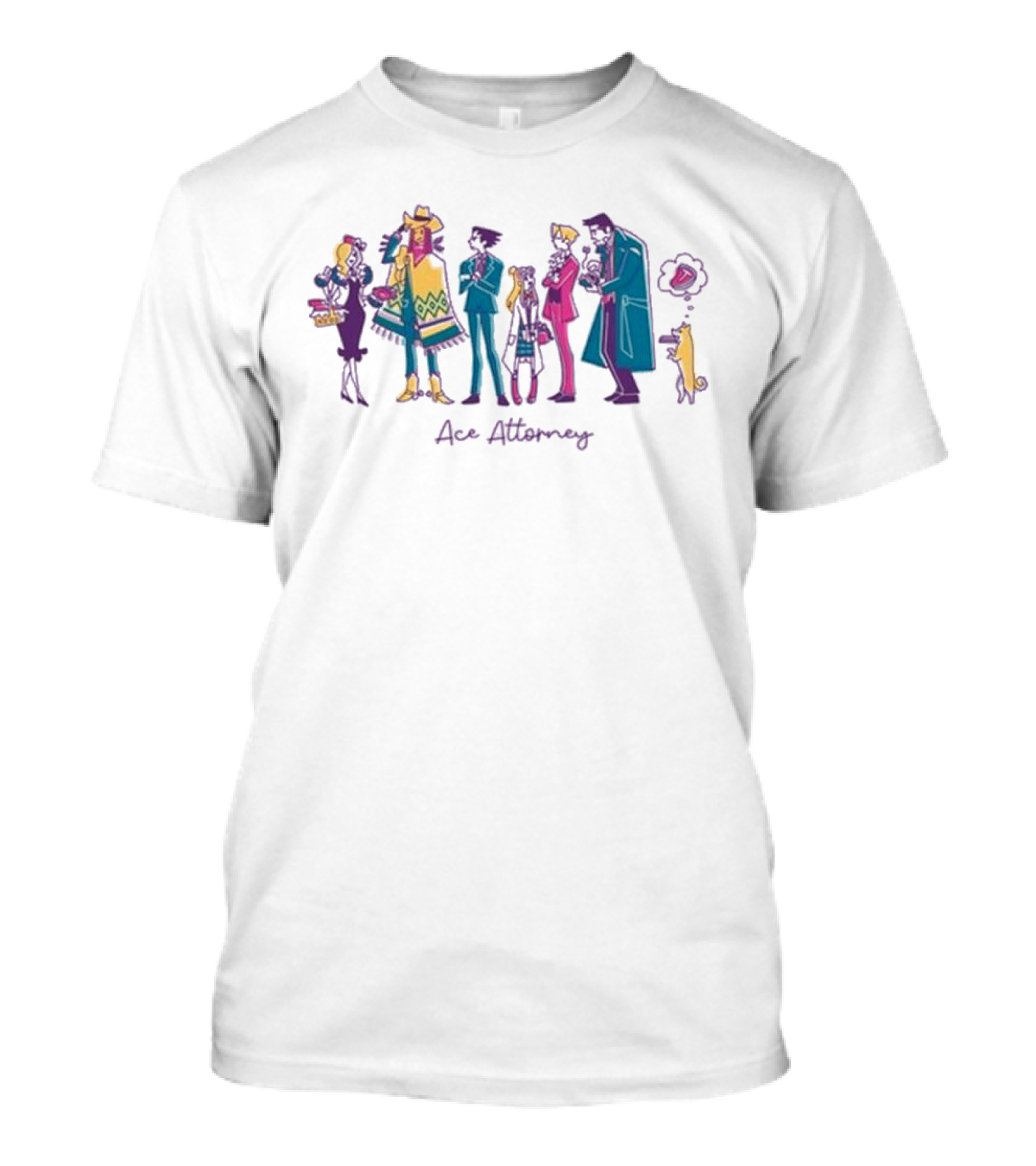 Ace Attorney Characters In Colorful Lawful Lunch Break Scene T-Shirt