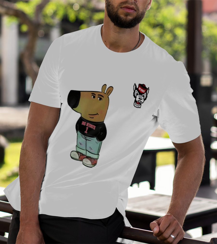 NC State Wolfpack Chill Guy Bear In Jersey And Jeans T-Shirt