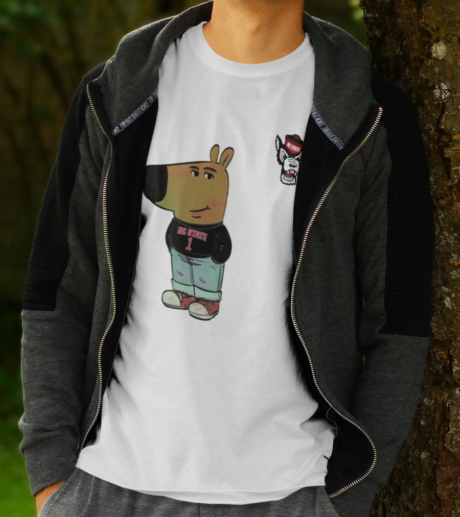 NC State Wolfpack Chill Guy Bear In Jersey And Jeans T-Shirt