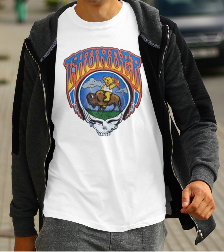 Oklahoma City Thunder Grateful Dead Bear On Buffalo With Skull T-Shirt