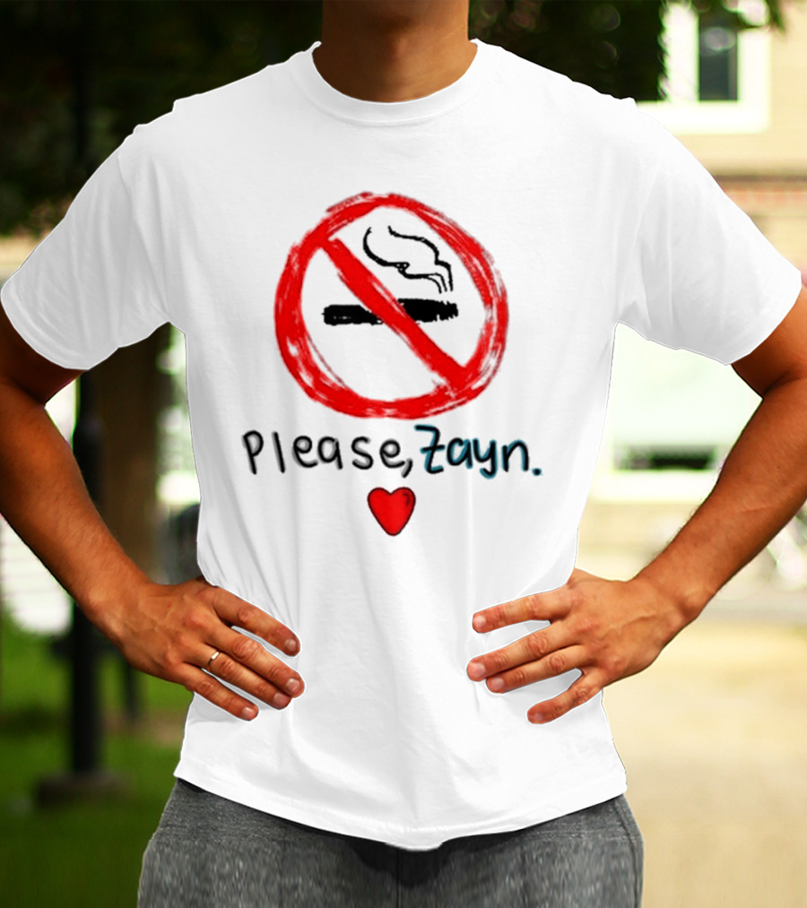 Please Zayn Stop Smoking Heart Icon Red No Smoking T-Shirt