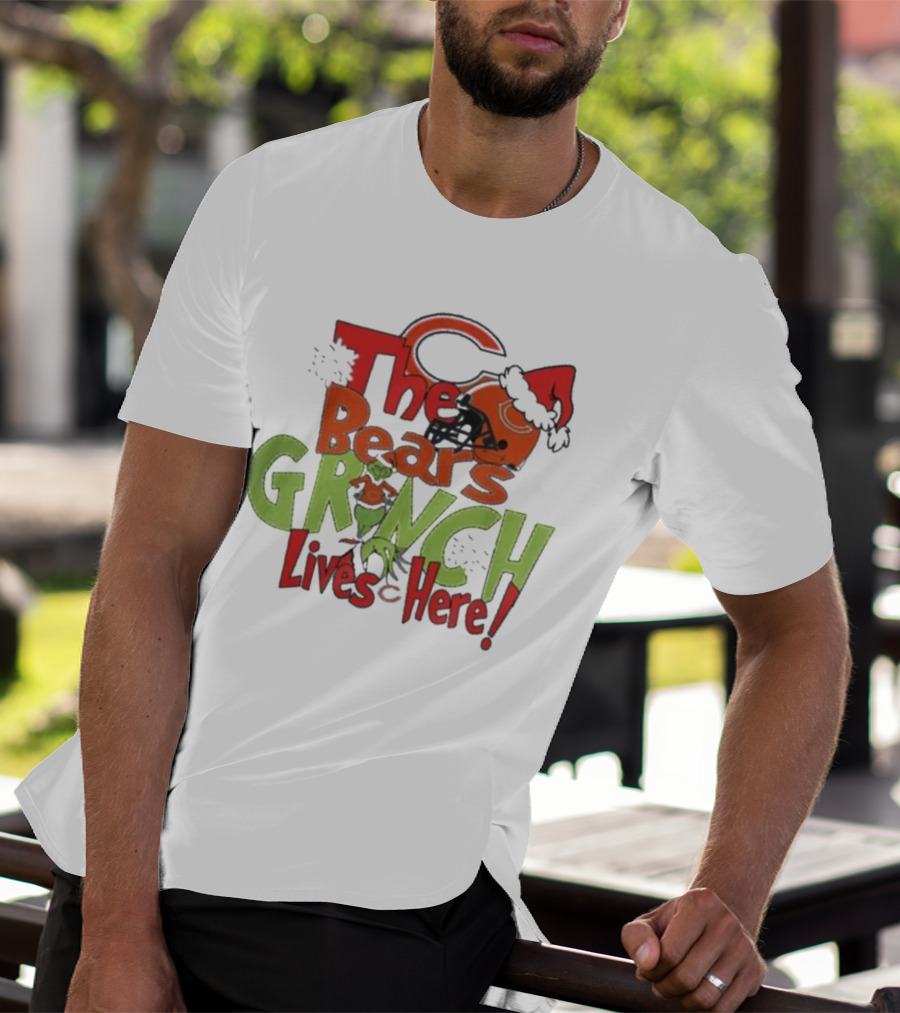 The Bears Grinch Chicago Lives Here Christmas T-Shirt