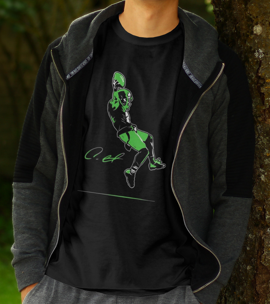 Coby Bryant Legendary Green Football Celebration Signature T-Shirt
