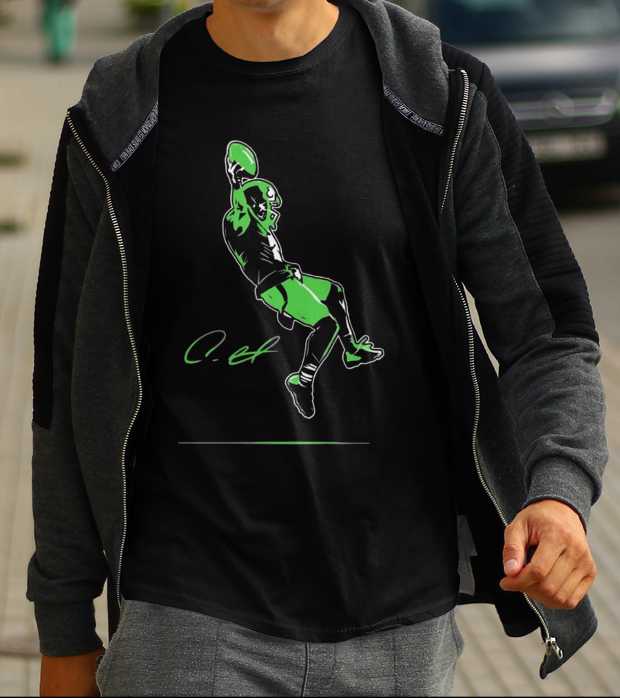 Coby Bryant Legendary Green Football Celebration Signature T-Shirt