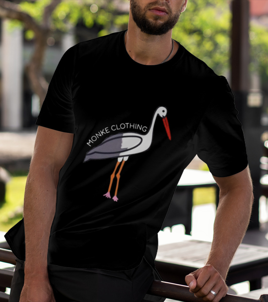 Monke Clothing Stork Woven Design With Stork T-Shirt
