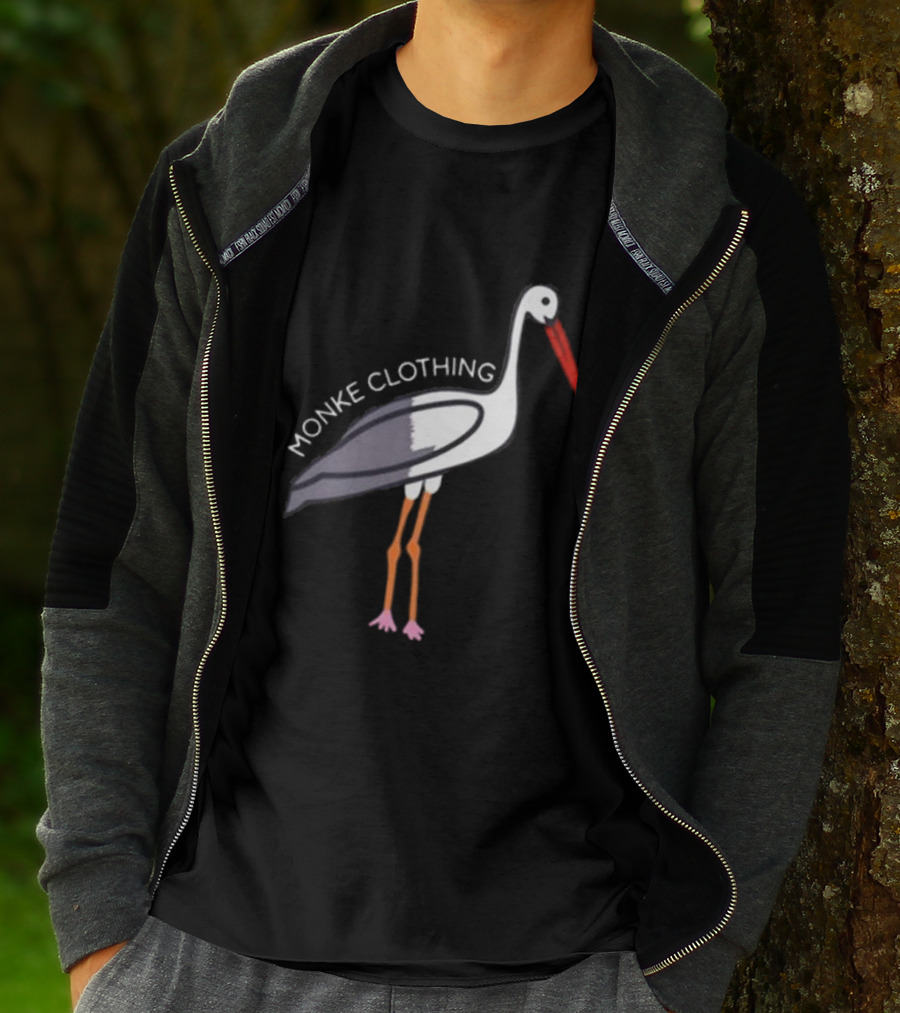 Monke Clothing Stork Woven Design With Stork T-Shirt