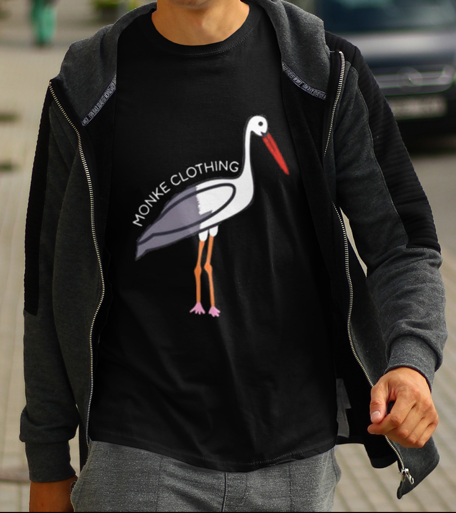 Monke Clothing Stork Woven Design With Stork T-Shirt