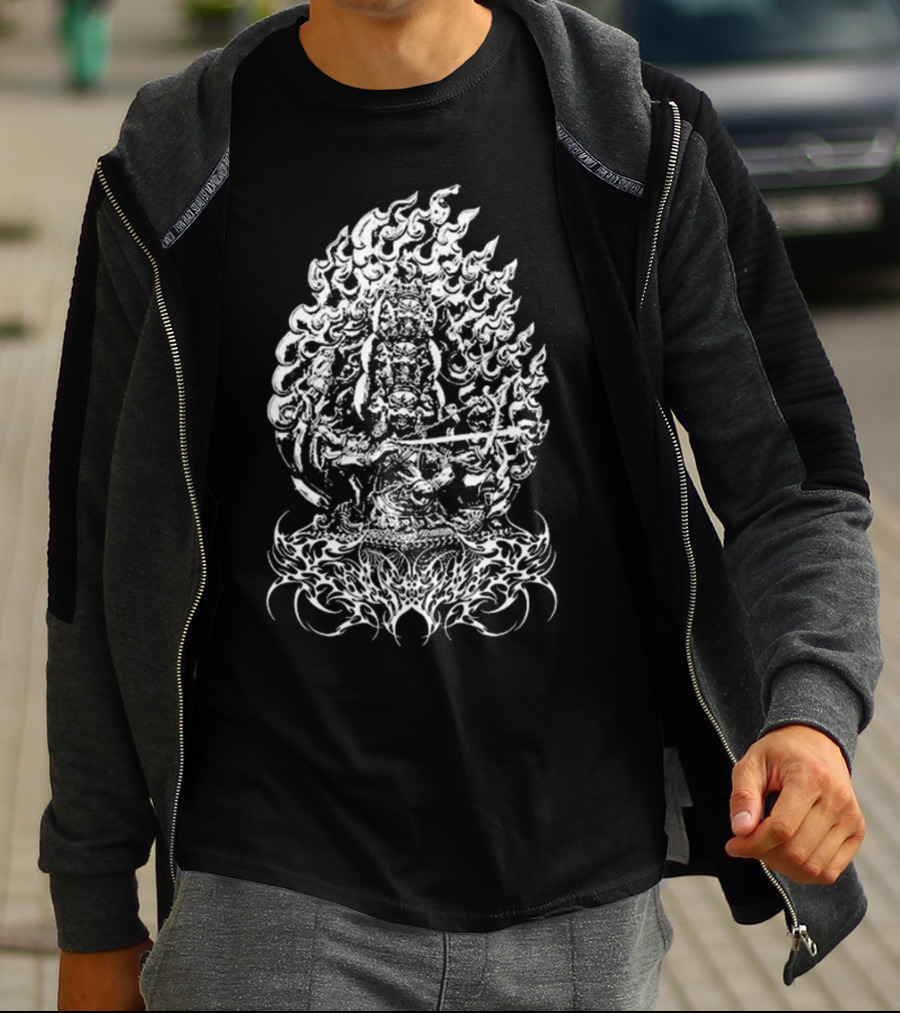 Rahula Polyphia Buddhist Deity Intricate Flame T-Shirt